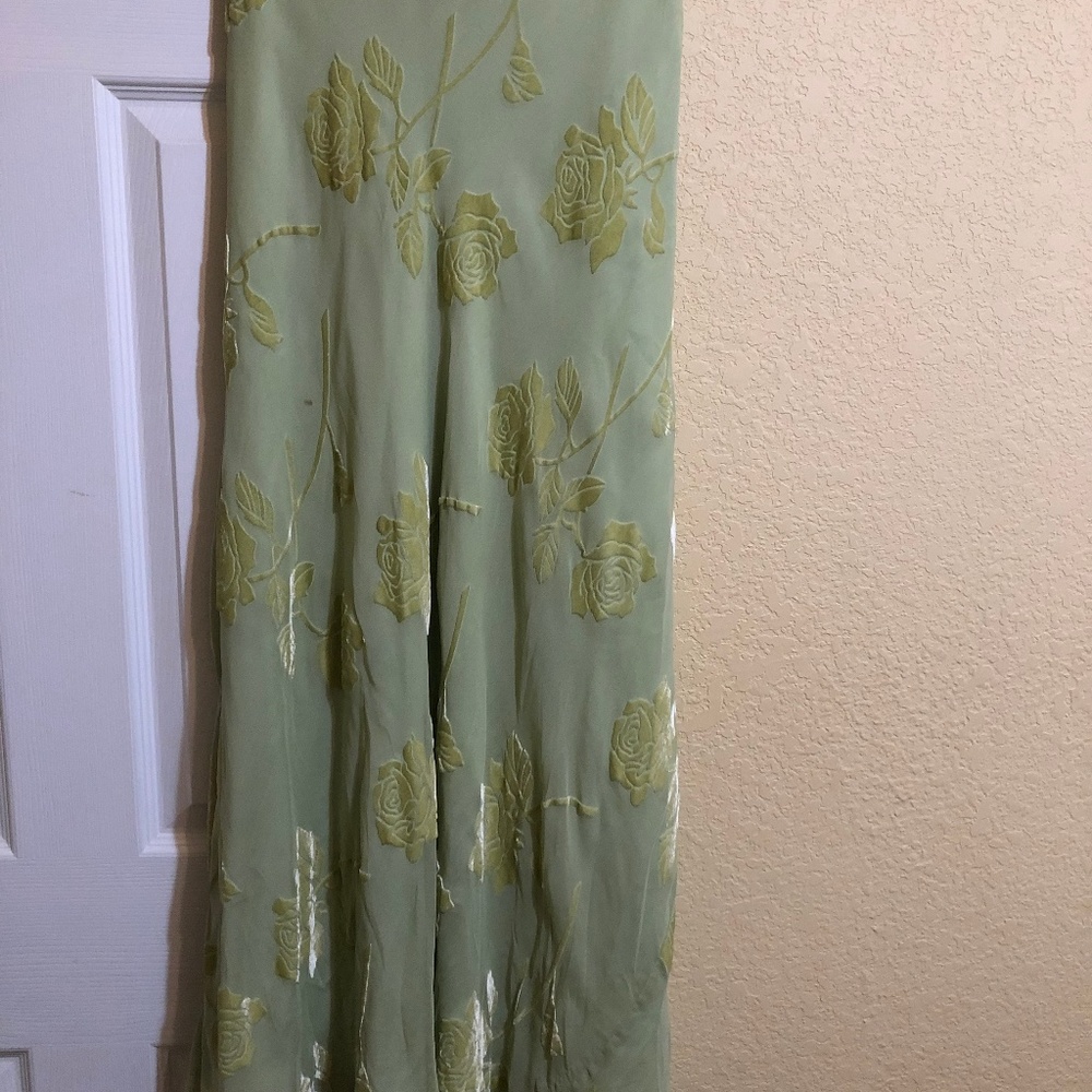 long flowing lime green skirt